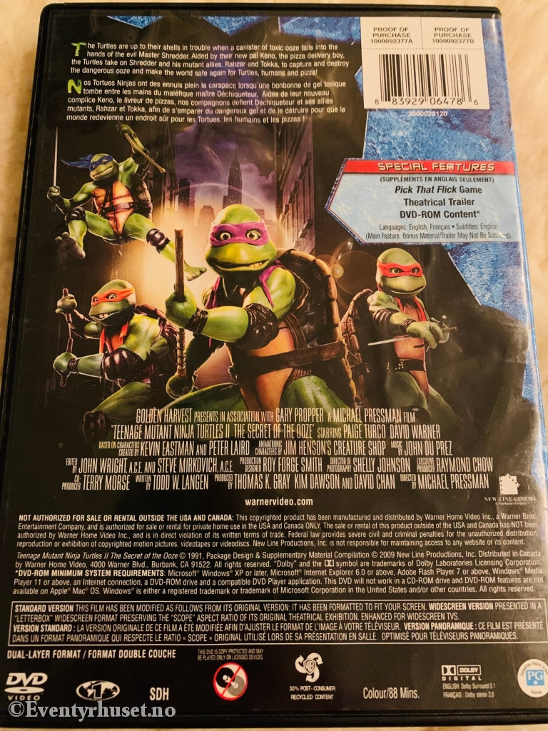 Turtles Ii. The Secret Of Ooze. Dvd. Dvd