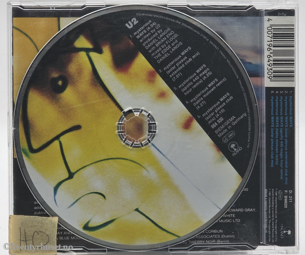 U2. 1991. Mysterious Ways. CD singel