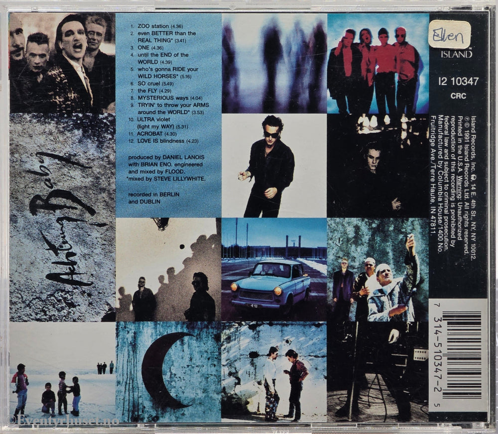 U2. Achtung Baby. 1991. Musikk-CD.