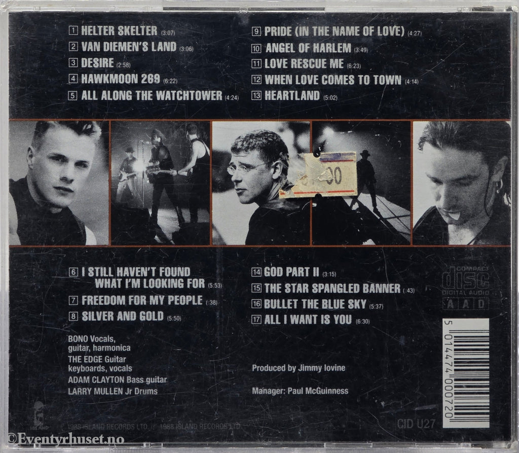U2. Rattle and Hum. 1988. Musikk-CD.