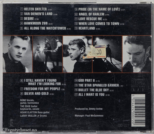 U2. Rattle and Hum. 1988. Musikk-CD.