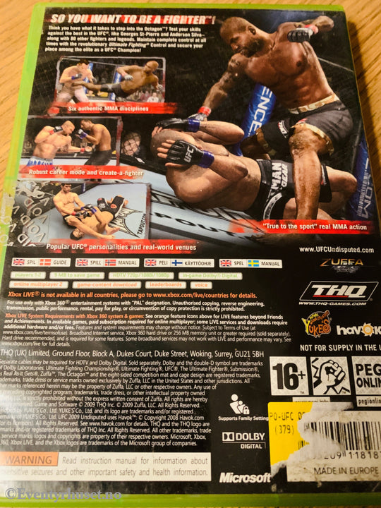 Ufc Undisputed 2009. Xbox 360. 360