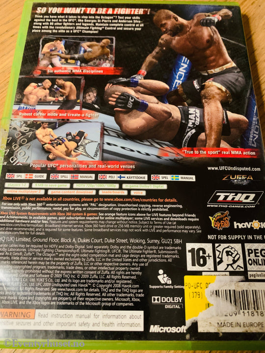 Ufc Undisputed 2009. Xbox 360. 360