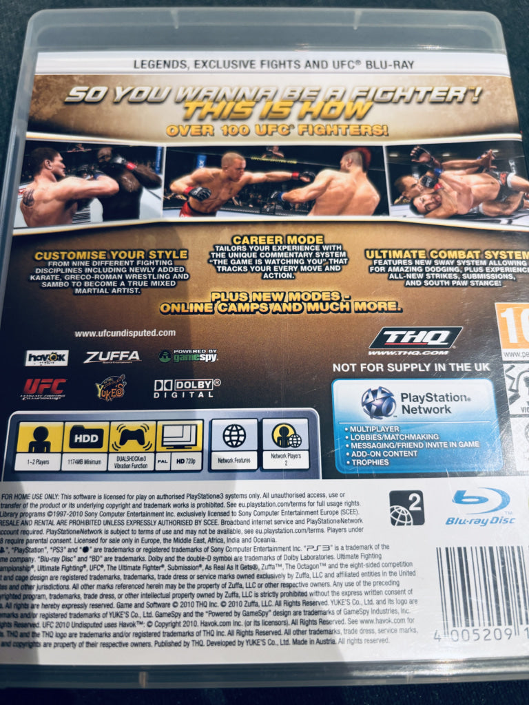 UFC Undisputed 2010. PS3.