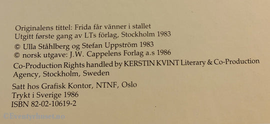 Ulla Stålberg. 1986. Frida Får Venner I Stallen. Fortelling