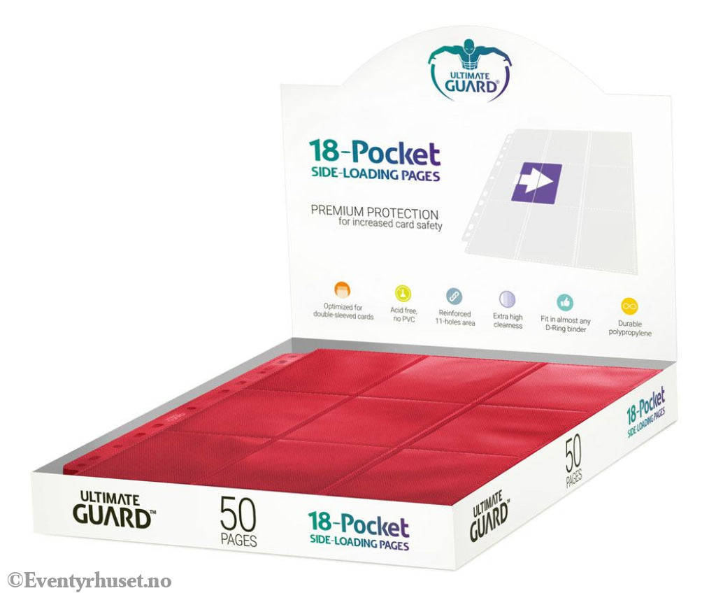 Ultimate Guard 18-Pocket Pages Side-Loading (50) - Red Storage & Protection
