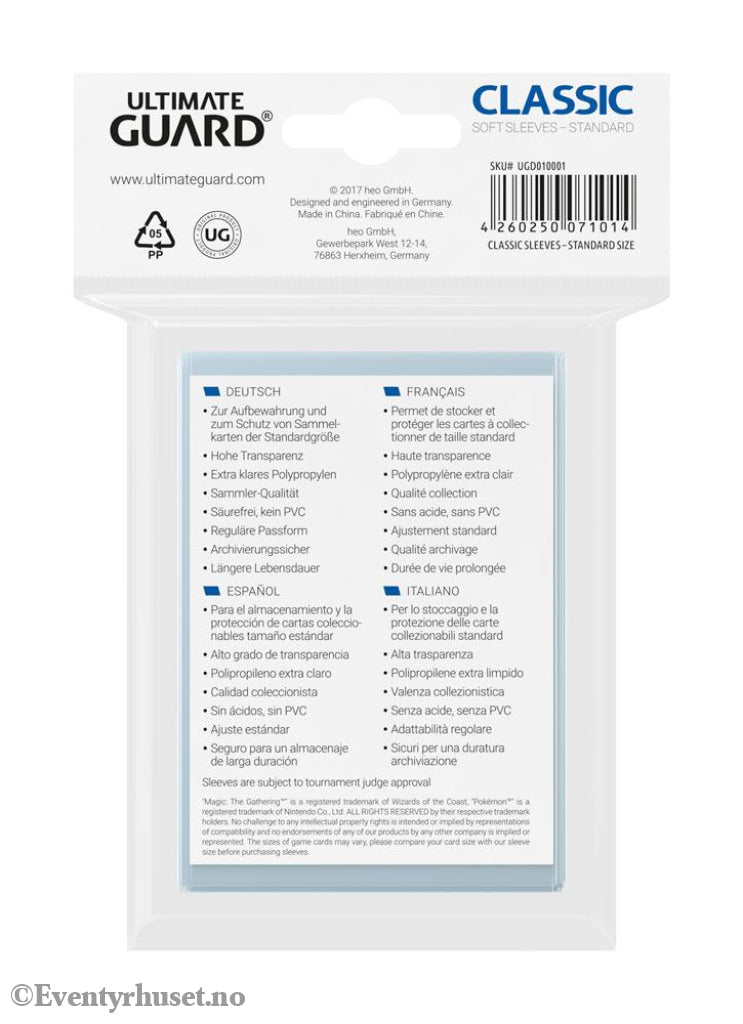 Ultimate Guard Classic Sleeves Standard Size (100) Storage & Protection