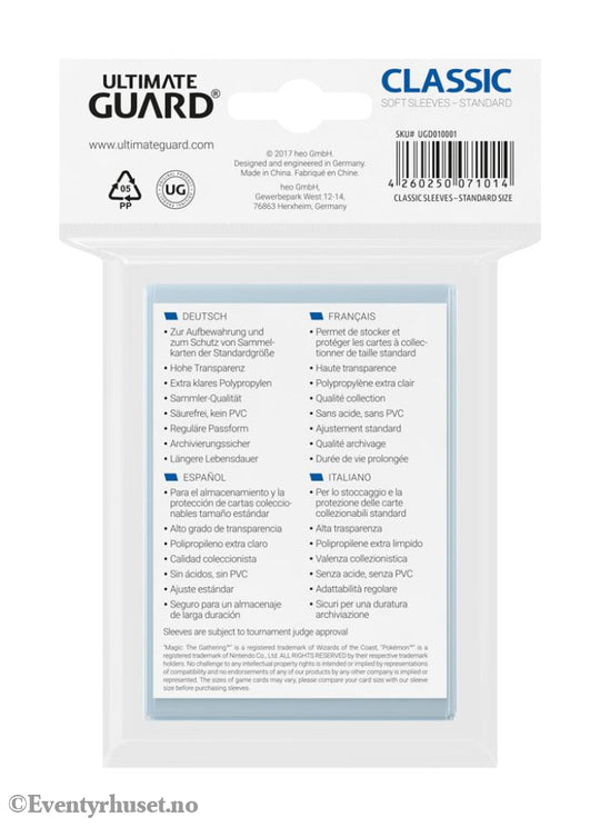 Ultimate Guard Classic Sleeves Standard Size (100) Storage & Protection