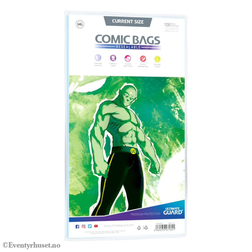 Ultimate Guard Comic Bags Resealable (100) - Current Size Storage & Protection