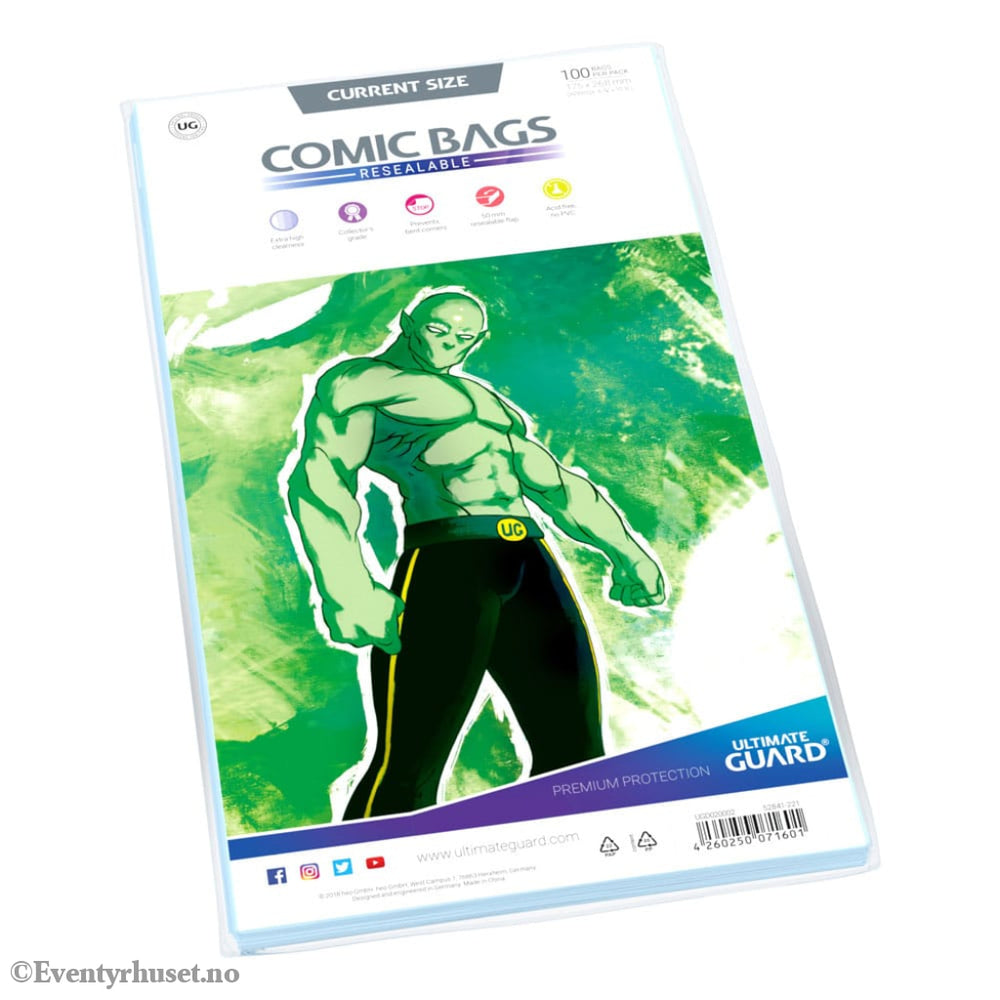 Ultimate Guard Comic Bags Resealable (100) - Current Size Storage & Protection