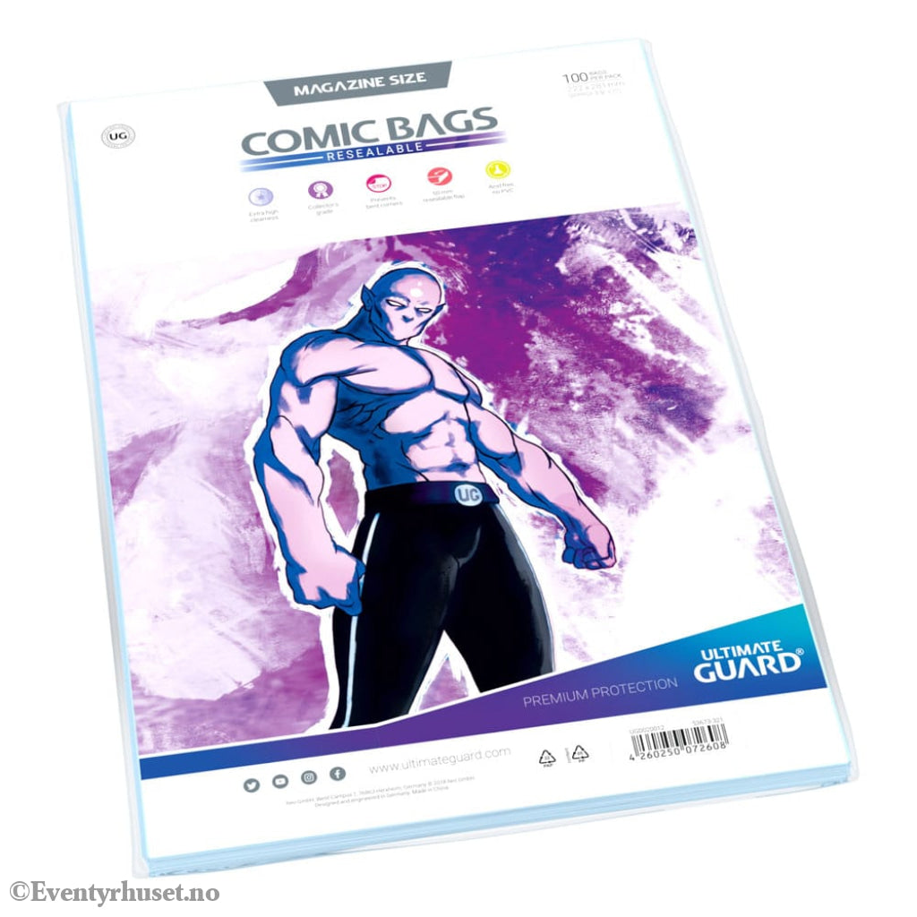 Ultimate Guard Comic Bags Resealable (100) - Magazine Size Storage & Protection