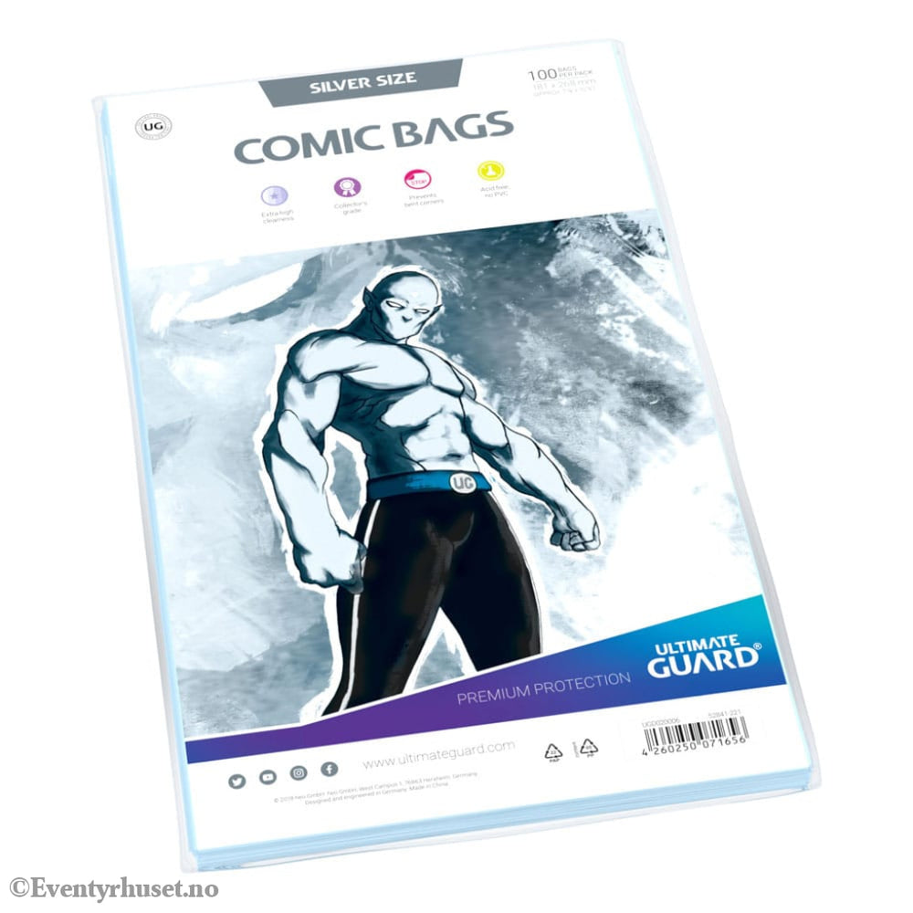 Ultimate Guard Comic Bags Standard (100) - Silver Size Storage & Protection