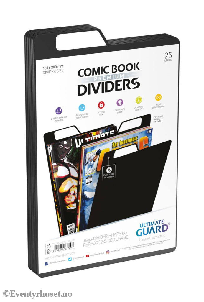 Ultimate Guard Comic Book Dividers (25) - Black Storage & Protection