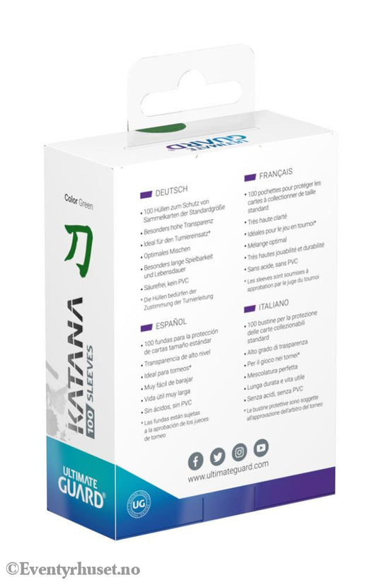 Ultimate Guard Katana Sleeves Standard Size (100) - Green Storage & Protection