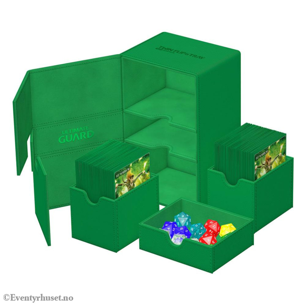 Ultimate Guard Twin Flip’n’Tray 160+ Xenoskin - Green Storage & Protection