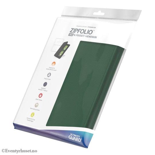 Ultimate Guard Zipfolio 160 8-Pocket Xenoskin - Green Storage & Protection