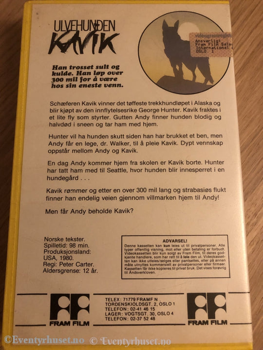 Ulvehunden Kvik. 1980. Vhs Big Box.