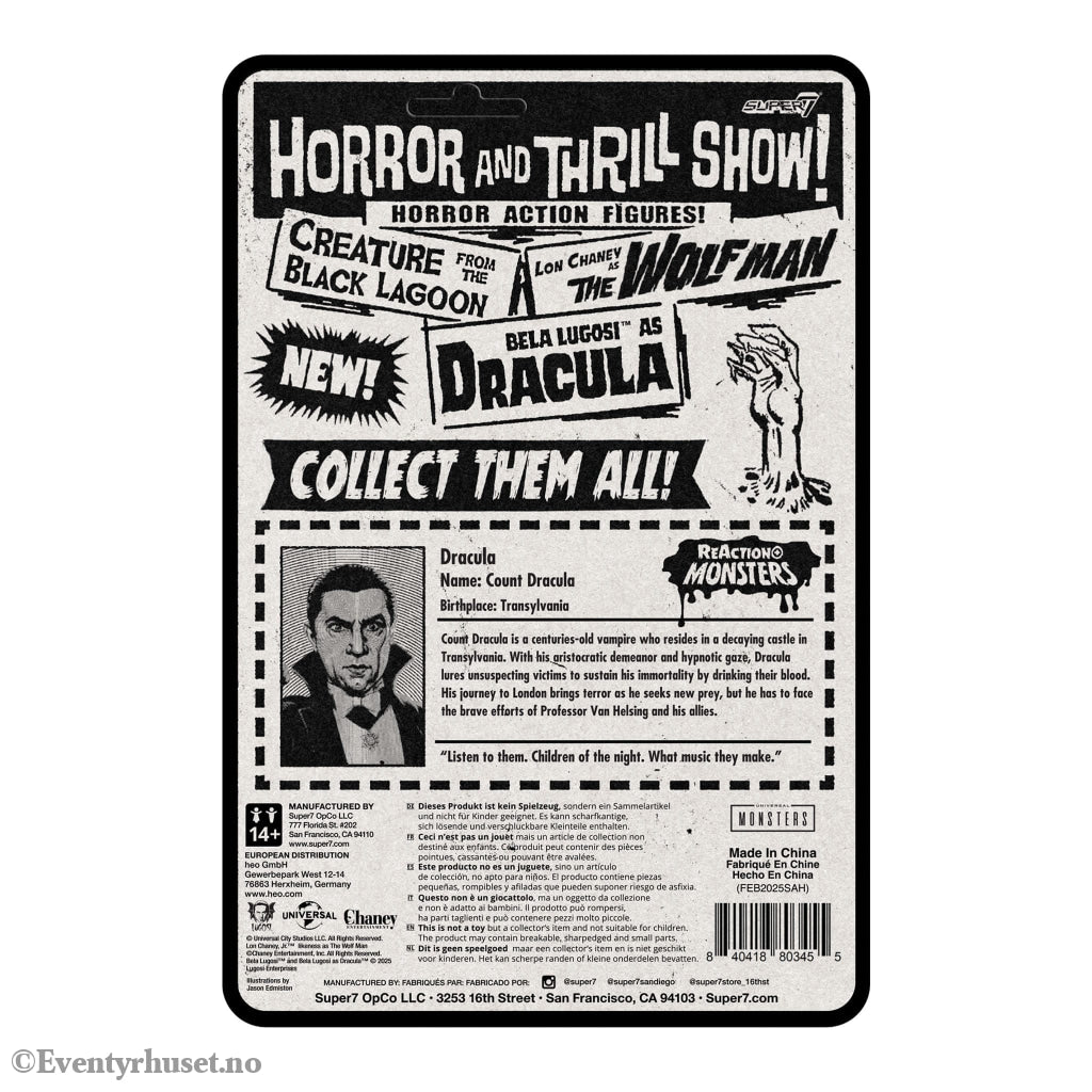 Universal Monsters ReAction+ Action Figure Wave 1 Dracula 10 cm. Mint In Sealed Box (MISB)! Actionfigur