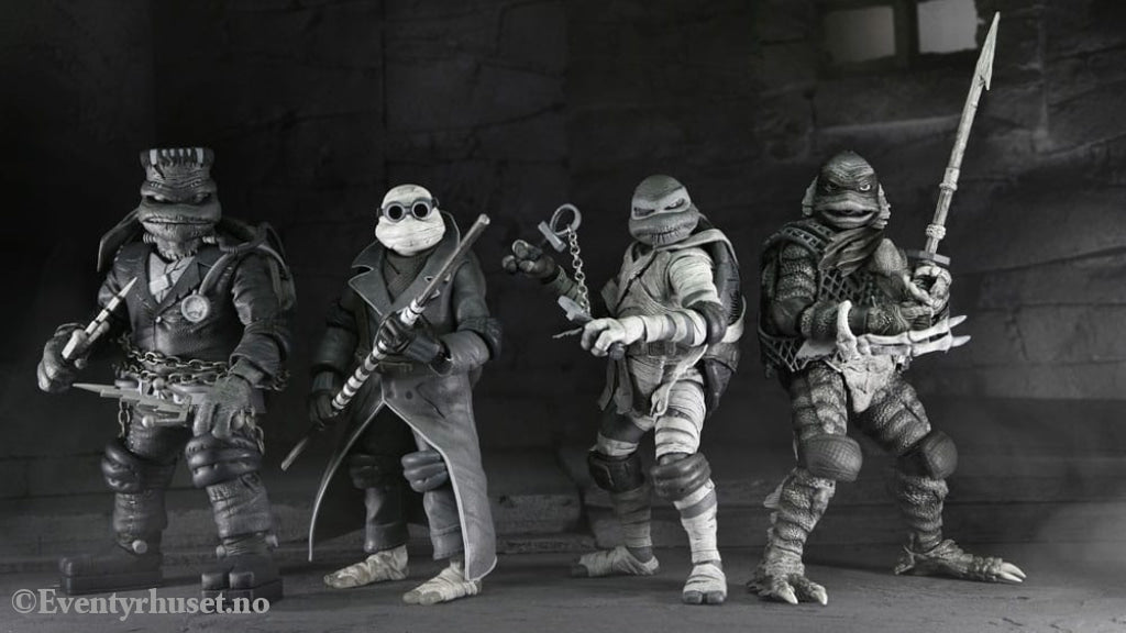 Universal Monsters x Teenage Mutant Ninja Turtles Action Figures 4-Pack Turtles Black & White 18 cm Toys