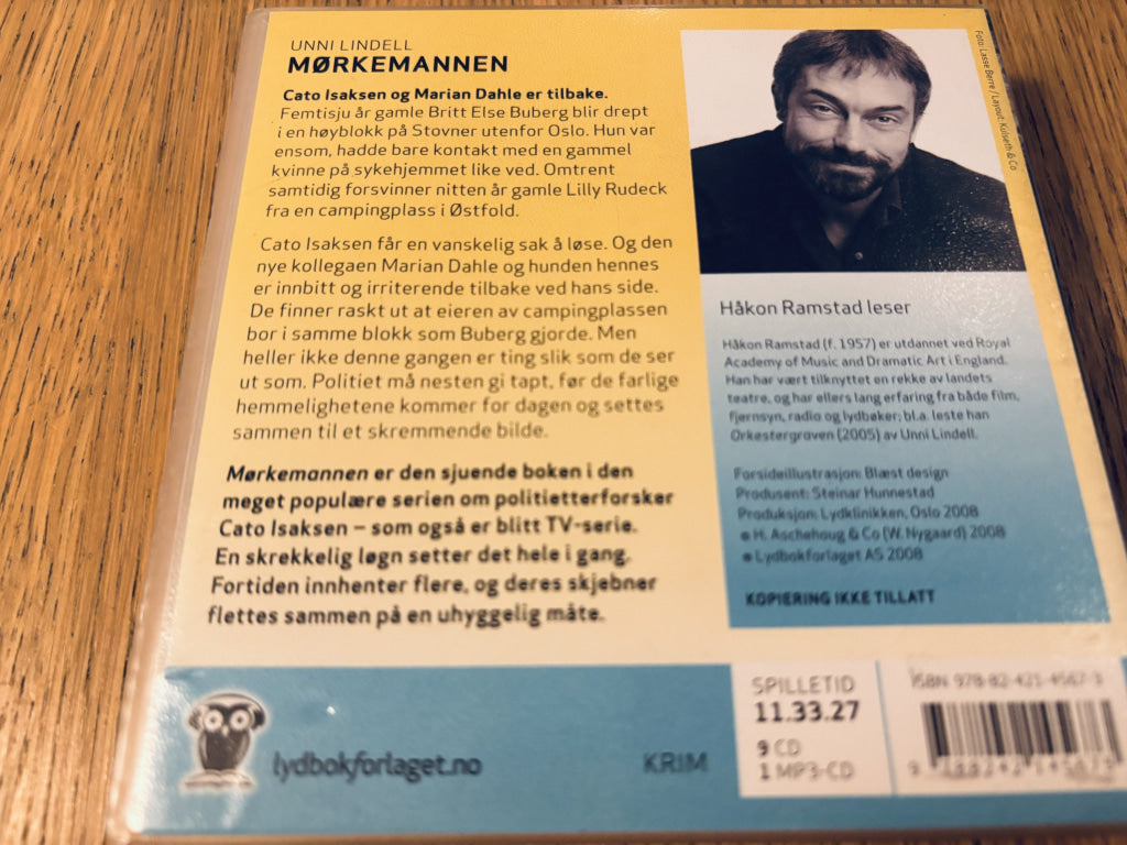 Unni Lindell – Mørkemannen. Lydbok på CD.
