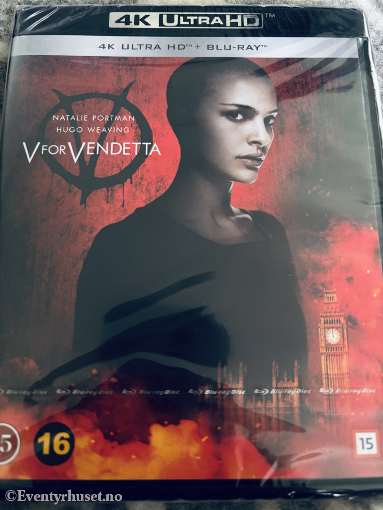 V for Vendetta. 2005. 4K Ultra HD + Blu-ray. Ny i plast!