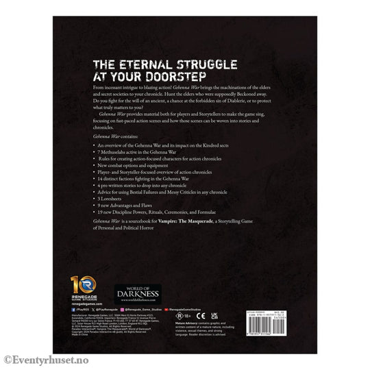 Vampire: The Masquerade 5th Edition RPG book Gehenna War Sourcebook *Englische Version* Games