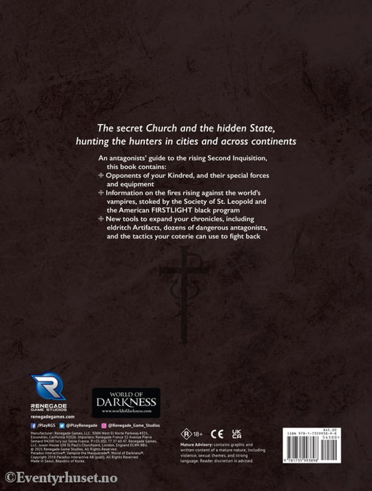 Vampire: The Masquerade 5th Edition RPG book Second Inquisition *Englische Version* Games