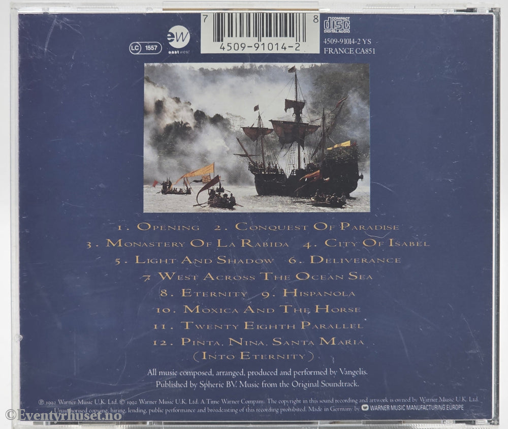 Vangelis. 1992. 1492: Conquest of Paradise – Music From the Original Soundtrack. CD.
