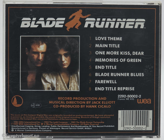 Vangelis / The New American Orchestra. 1982. Blade Runner – Orchestral Adaptation. CD.
