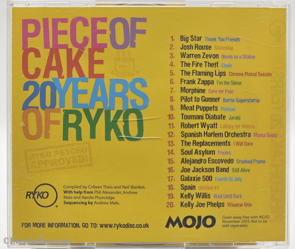Various. 2003. Piece of Cake 20 Years of Ryko. CD.