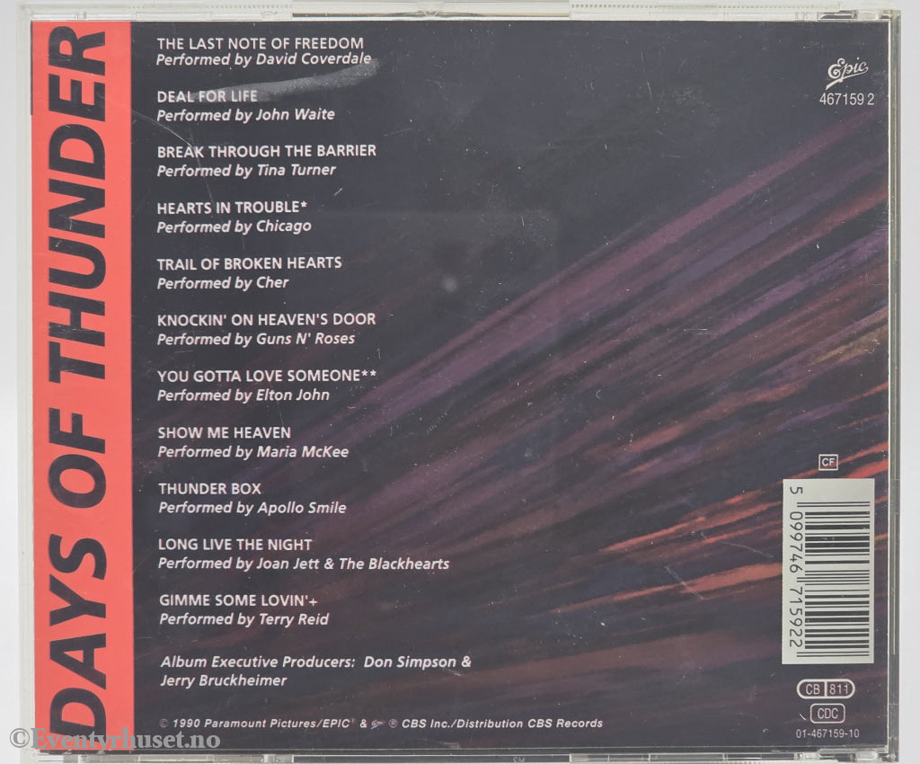 Various Artists. 1990. Days of Thunder – Music From the Motion Picture Soundtrack. CD.
