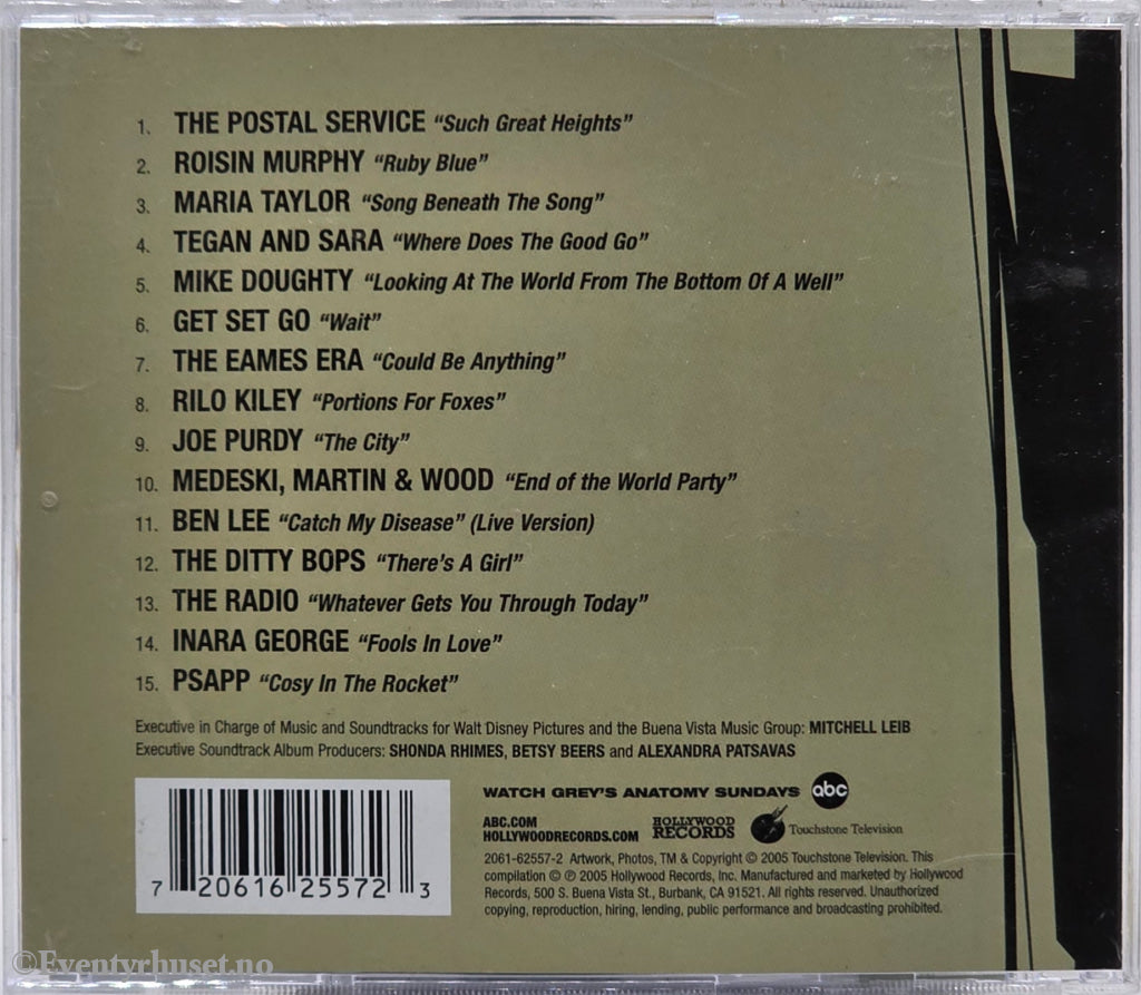 Various Artists. 2005. Grey's Anatomy Original Soundtrack. Musikk-CD.