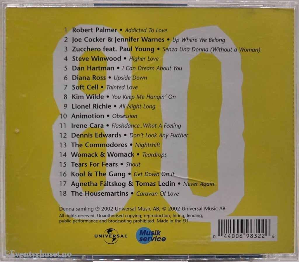 Various Artists - 80-tals Hits (1999). Musikk-CD.