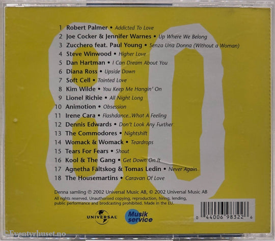 Various Artists - 80-tals Hits (1999). Musikk-CD.