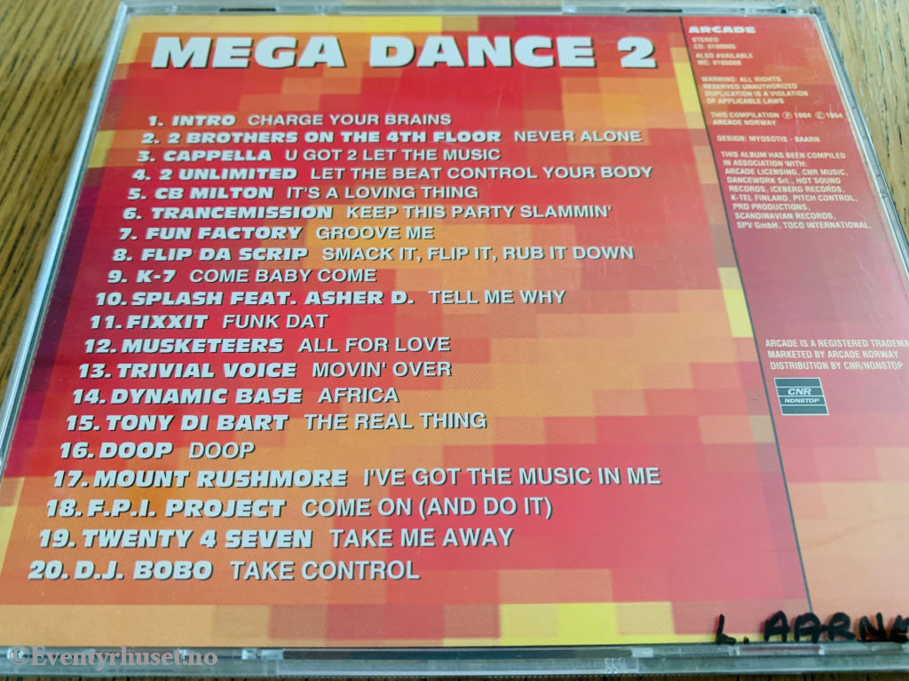 Various Artists – Mega Dance 2. 1994. CD.