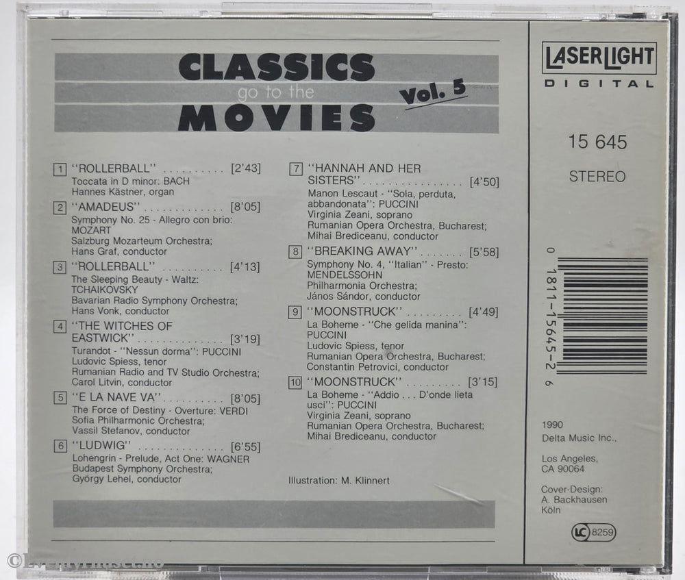 Various Composers. 1995. Classics Go to the Movies Vol. 5. CD.