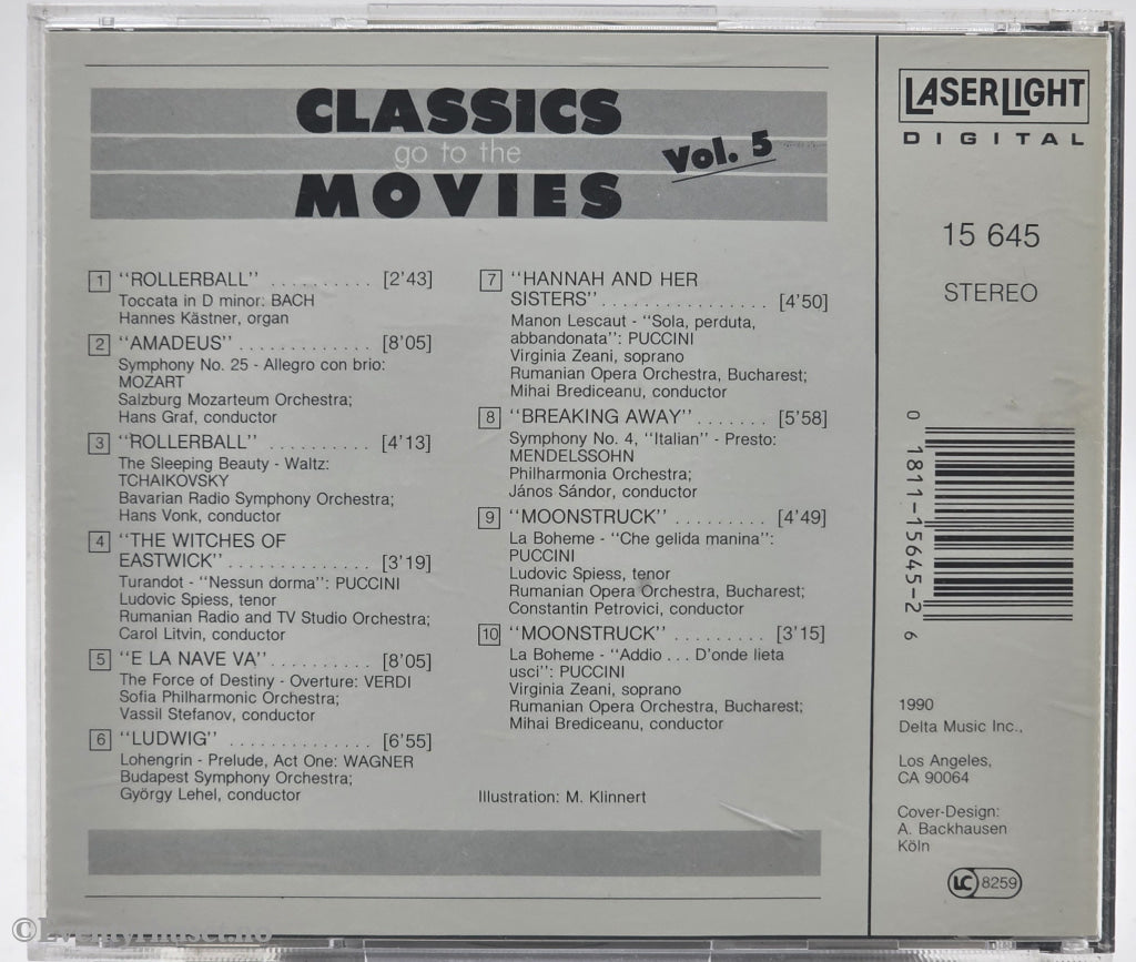 Various Composers. 1995. Classics Go to the Movies Vol. 5. CD.