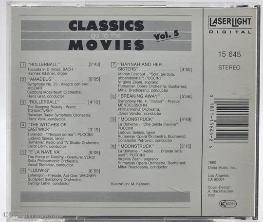 Various Composers. 1995. Classics Go to the Movies Vol. 5. CD.