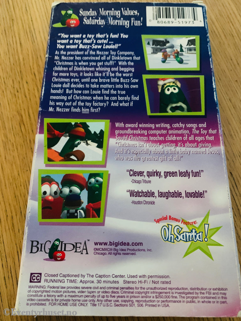 VeggieTales: The Toy That Saved Christmas 1996 VHS.