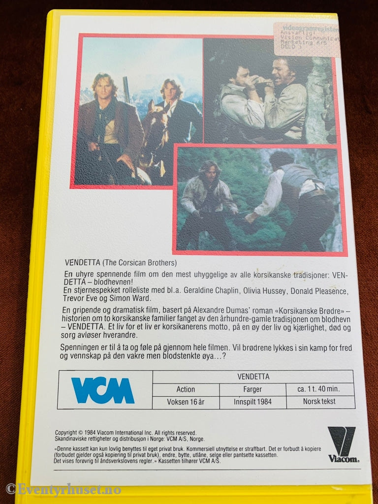 Vendetta - The Corsican Brothers. 1984. Vhs Big Box.