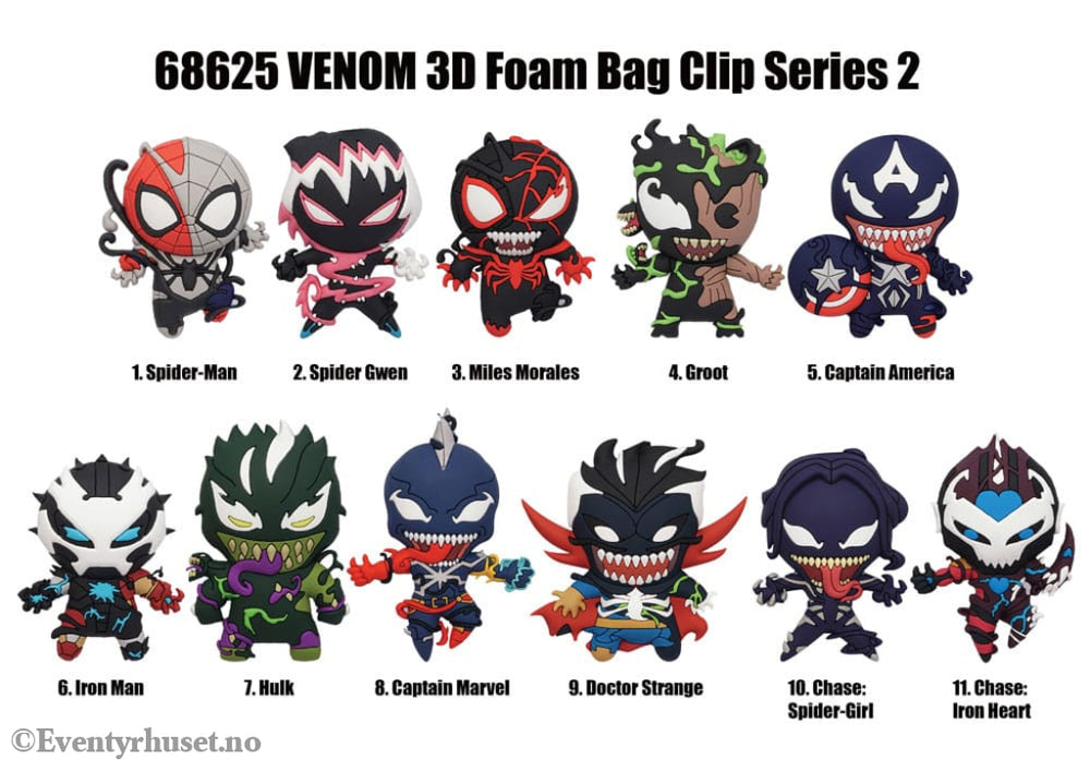 Venom 3D PVC Bag Clips Series 2 Display (24) Fashion & Accessories