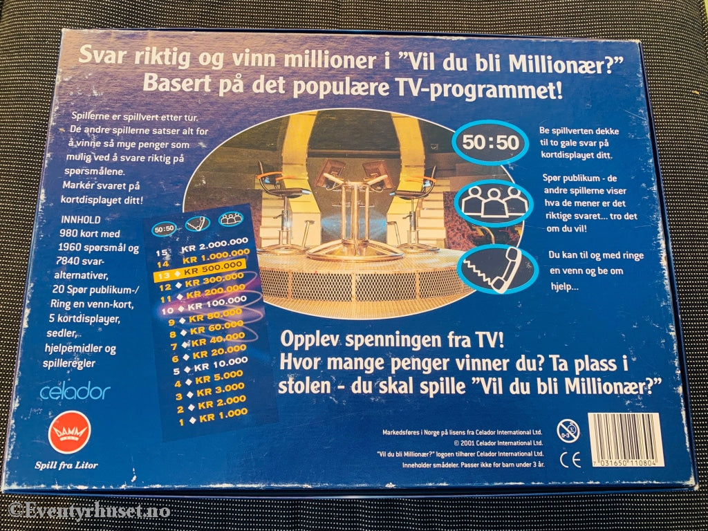 Vil Du Bli Millionær (Tv2). 2001. Brettspill. Brettspill