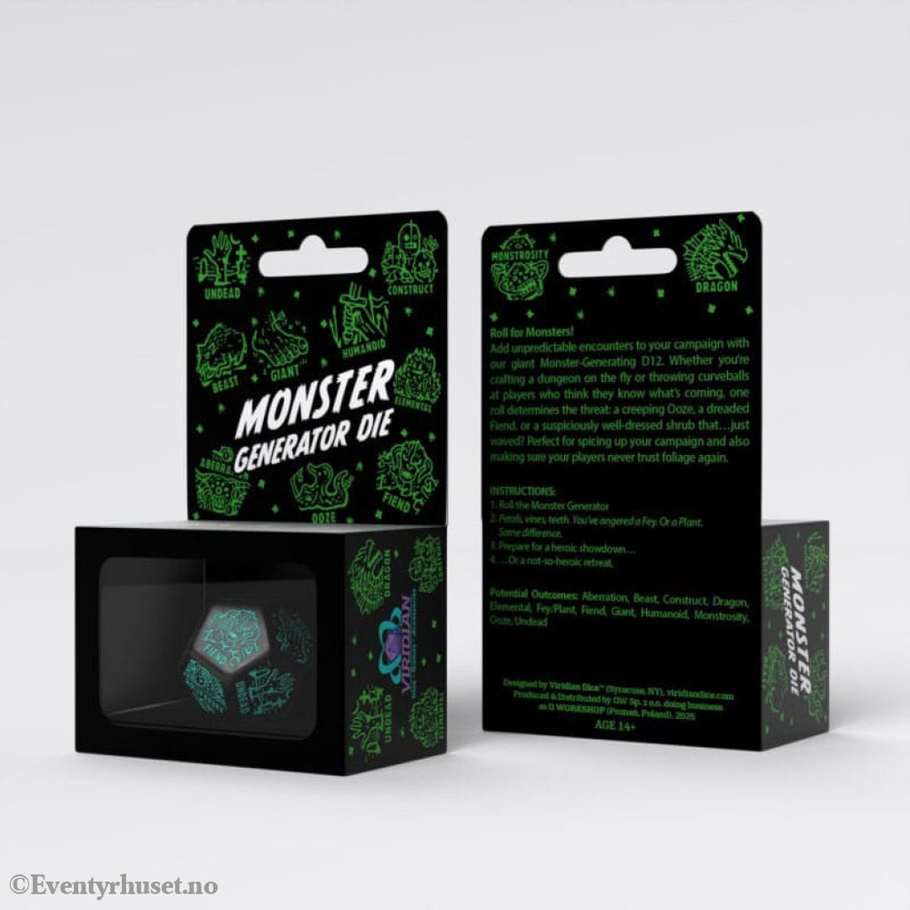Viridian Jumbo Dice Monster Generator Die D12 Black Games