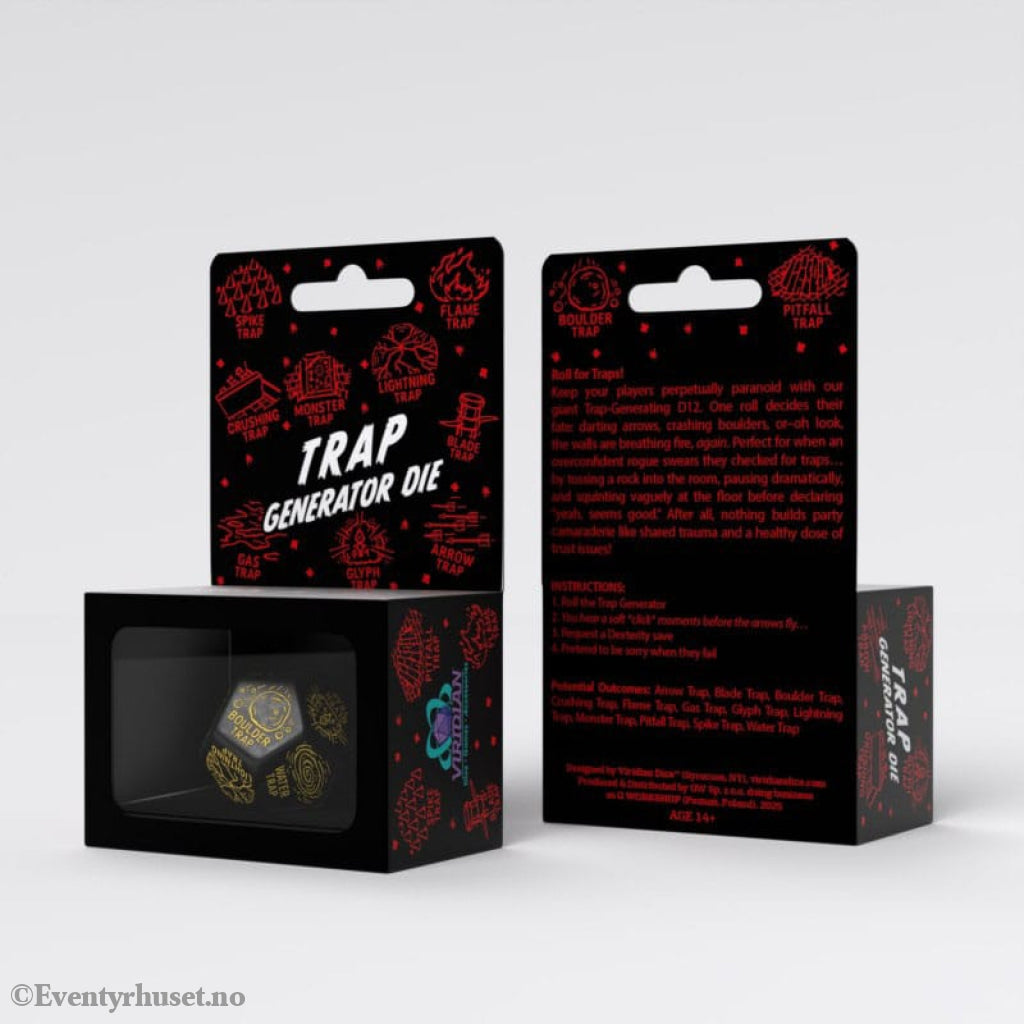 Viridian Jumbo Dice Trap Generator Die D12 Black Games
