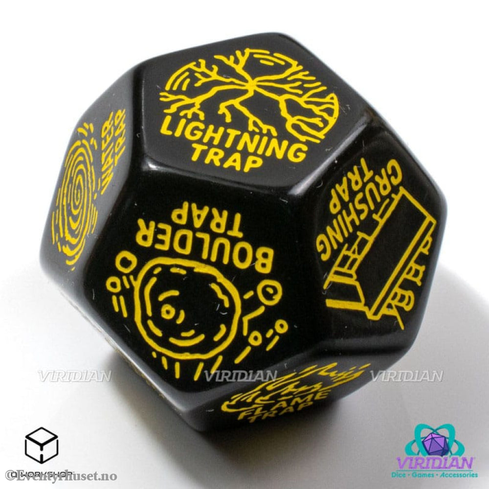 Viridian Jumbo Dice Trap Generator Die D12 Black Games