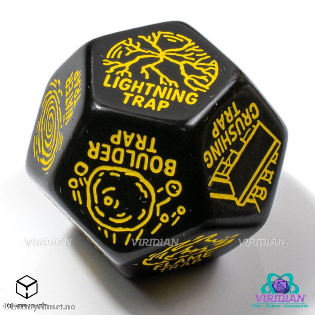 Viridian Jumbo Dice Trap Generator Die D12 Black Games