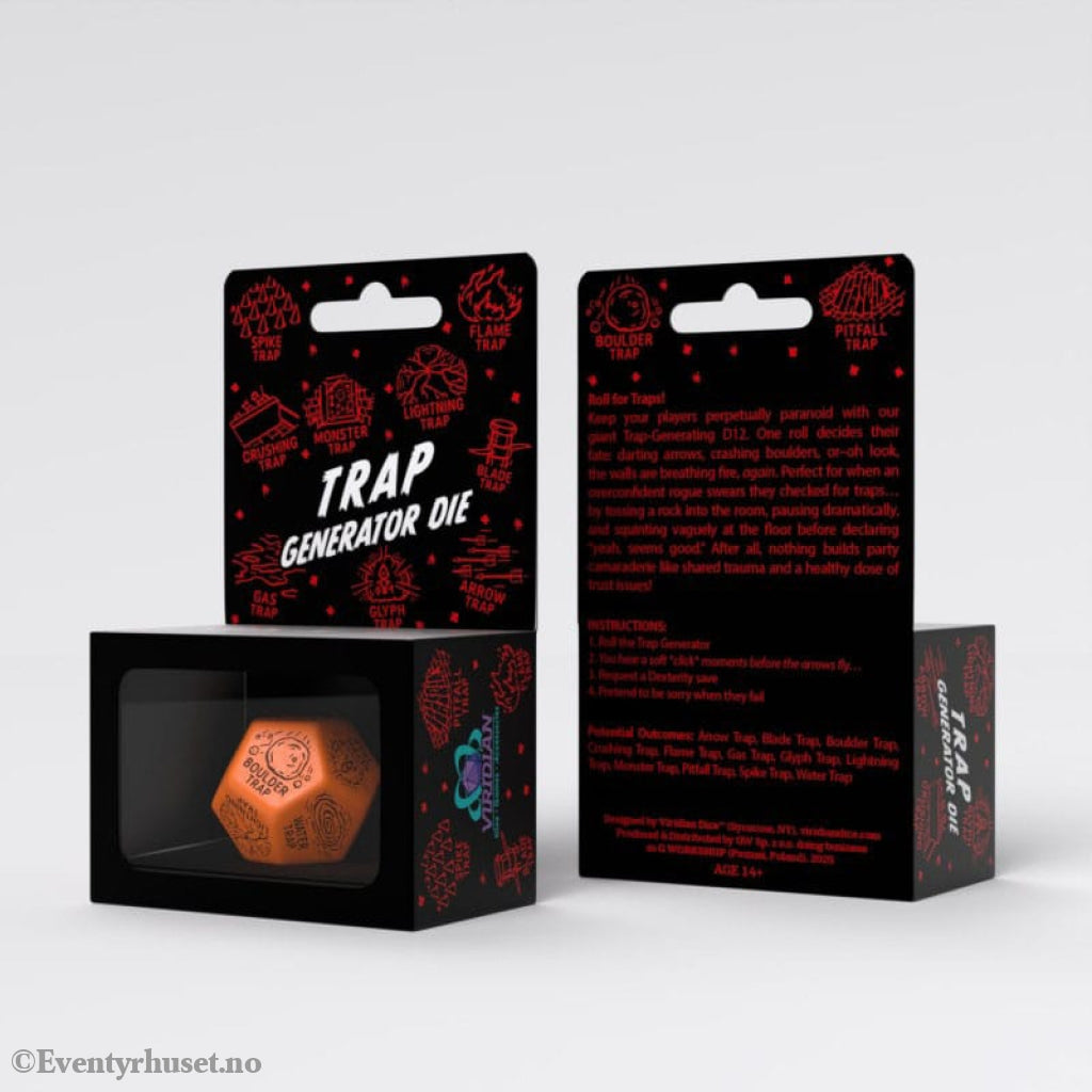 Viridian Jumbo Dice Trap Generator Die D12 Orange Games