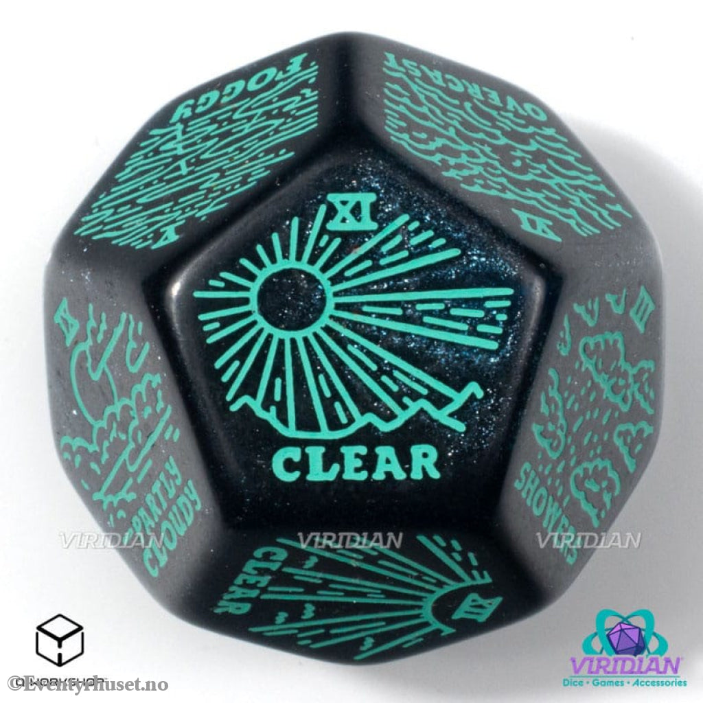Viridian Jumbo Dice Weather Generator Die D12 Turquise Games
