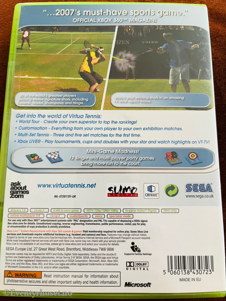 Virtua Tennis 3. Xbox 360. 360