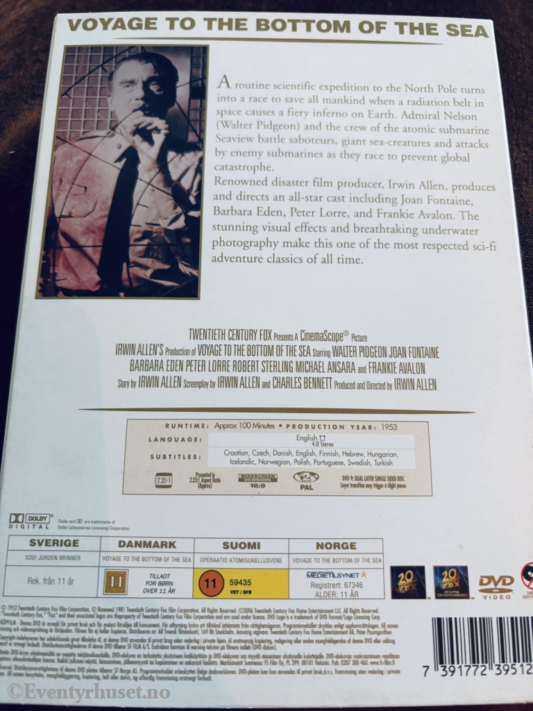 Voyage to the Bottom of the Sea (1961). DVD slipcase.